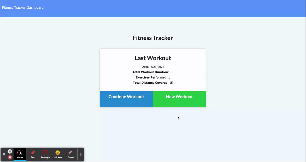 Gif of a new workout being entered into the tracker